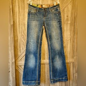 Adiktd Blue Flare Wide Leg Jeans Distressed Denim